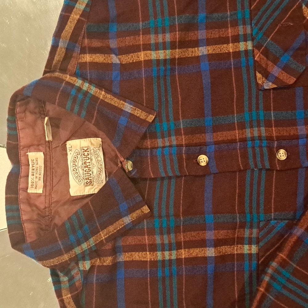 Saugatuck, Size XL, Burgundy Plaid, Long Sleeve Casual Shirt,